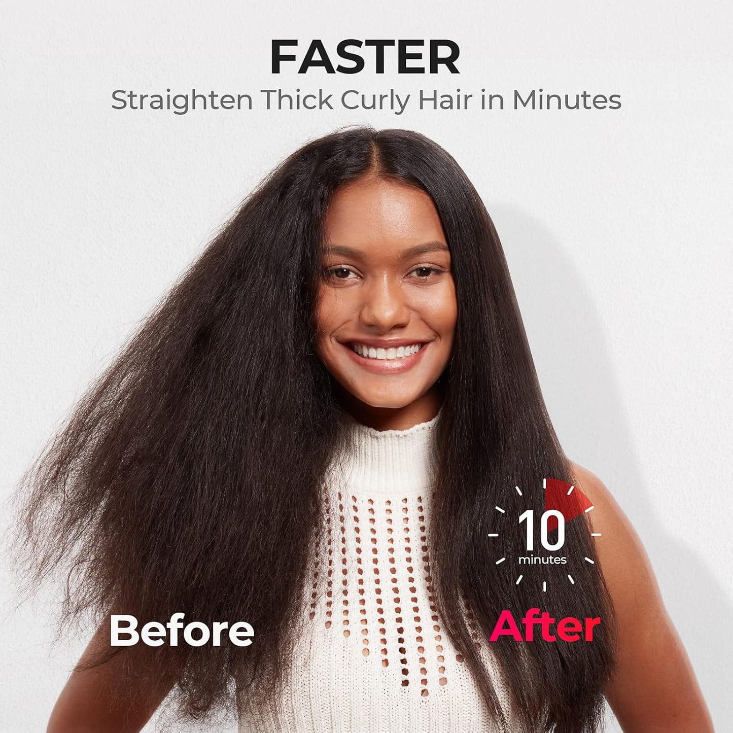 TYMO Hair Straightener Brush - Ionic Plus Technology for Effortless Styling | 16 Heat Settings, Dual Voltage, Black