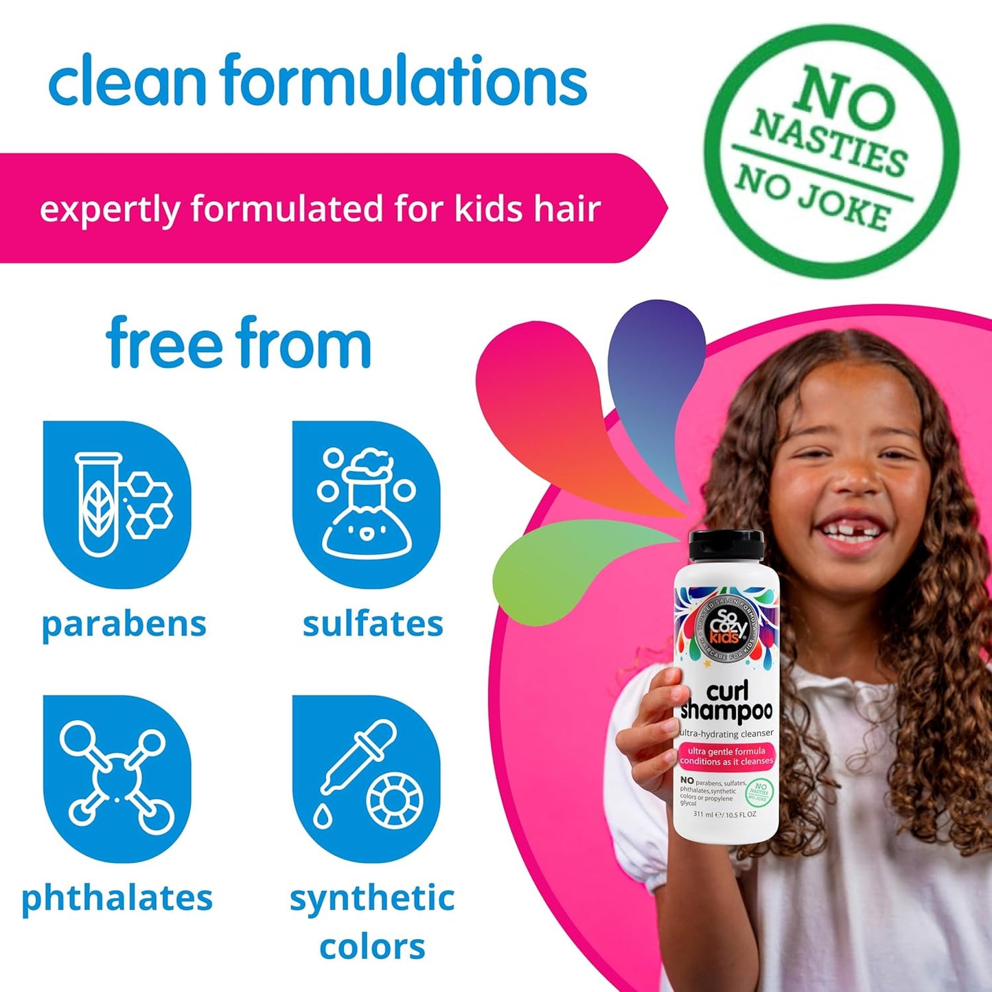 SoCozy Curl Shampoo - Ultra-Hydrating Cleanser for Kids' Hair | Sweet-Crème, 10.5 Fl Oz