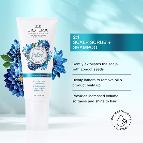 Biotera Intensives Scalp Scrub & Shampoo - Vegan, Paraben & Sulfate Free | Color-Safe | 6 Fl Oz