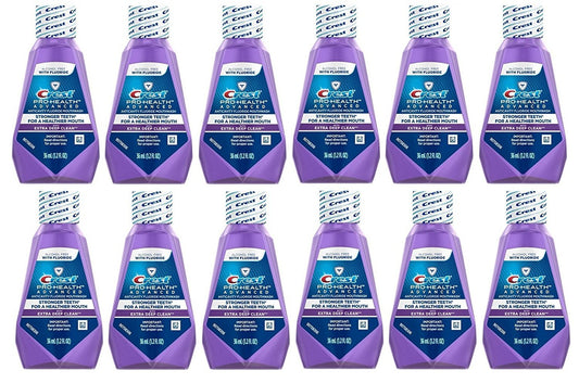 Crest Pro-Health Advanced Anticavity Fluoride Mouthwash/Rinse, Alcohol Free, Travel Size 36 ml,1.22 Fl Oz (Pack of 12)