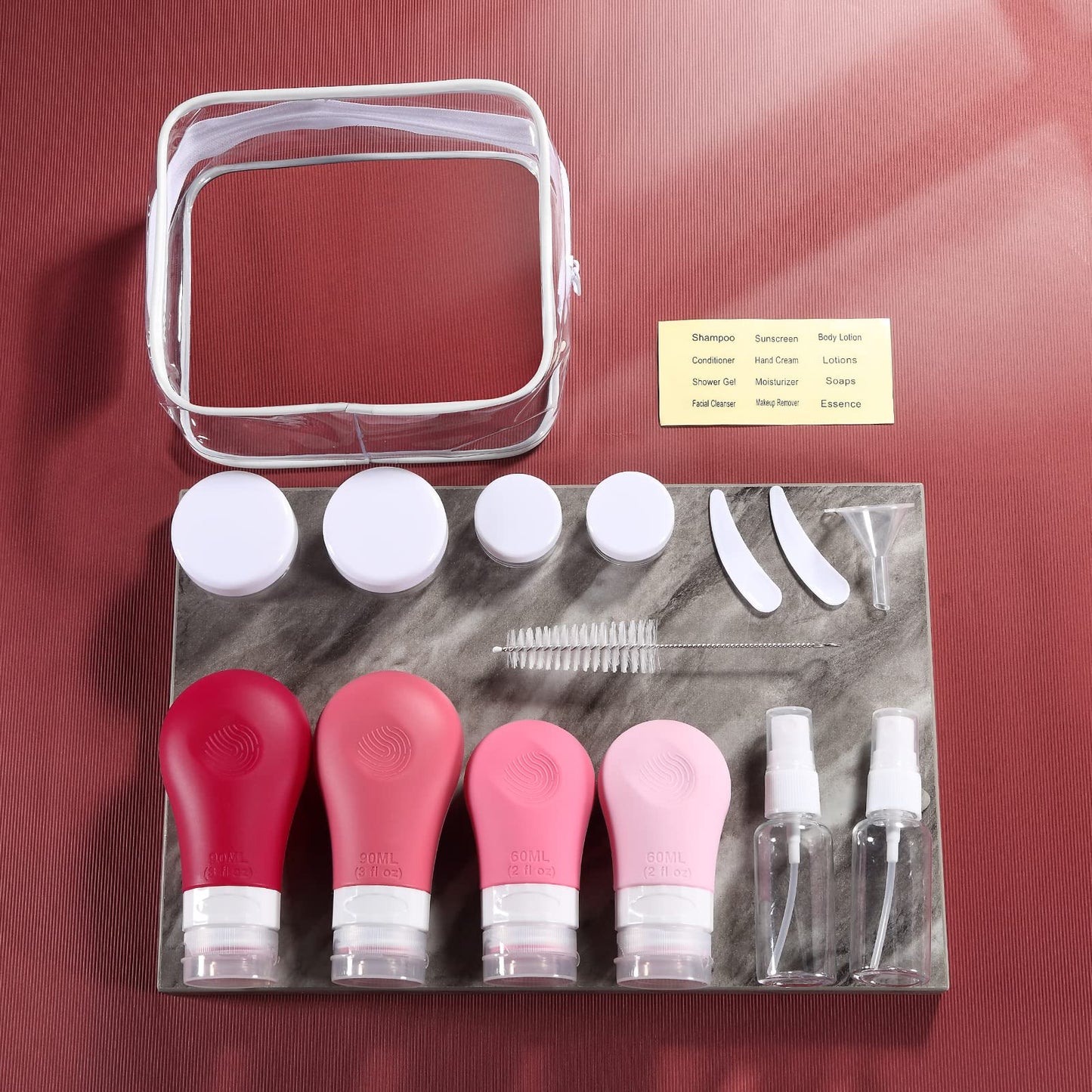 Gemice 16 Pack Travel Bottles Set for Toiletries,TSA Approved Travel Size Containers Leak Proof Silicone Squeezable Tubes Travel Accessories 2oz 3oz for Shampoo Conditioner Lotion Body Wash