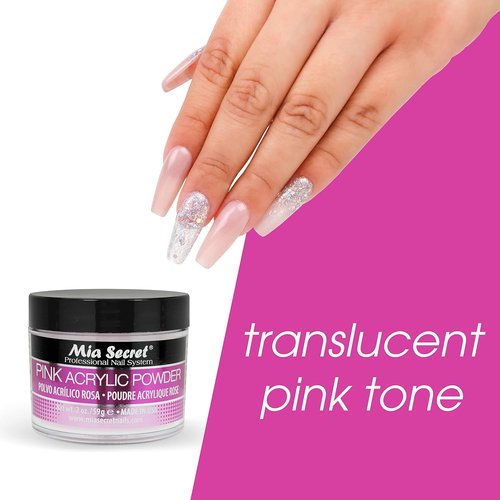 Mia Secret Pink Acrylic Powder - Professional Nail System for Strong, Long-Lasting Nails | 2 OZ
