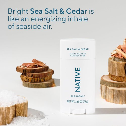 Native Deodorant - Aluminum-Free Sea Salt & Cedar | 72-Hour Odor Control for Men & Women - 2.65oz