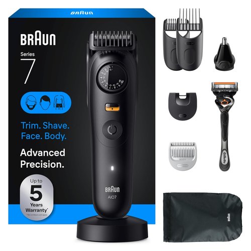 Braun Series 7 All-in-One Beard & Body Grooming Kit - Cordless Trimmer, Hair Clippers & Shaver with Gillette ProGlide Razor | Model AIO 7535