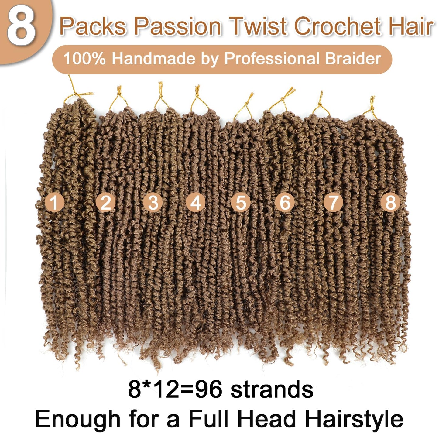 Roalnce Passion Twist Hair Braiding Water Wave Crochet Hair Extensions Pre Looped Synthetic Braids for Black Women 8 Packs 12 Inch