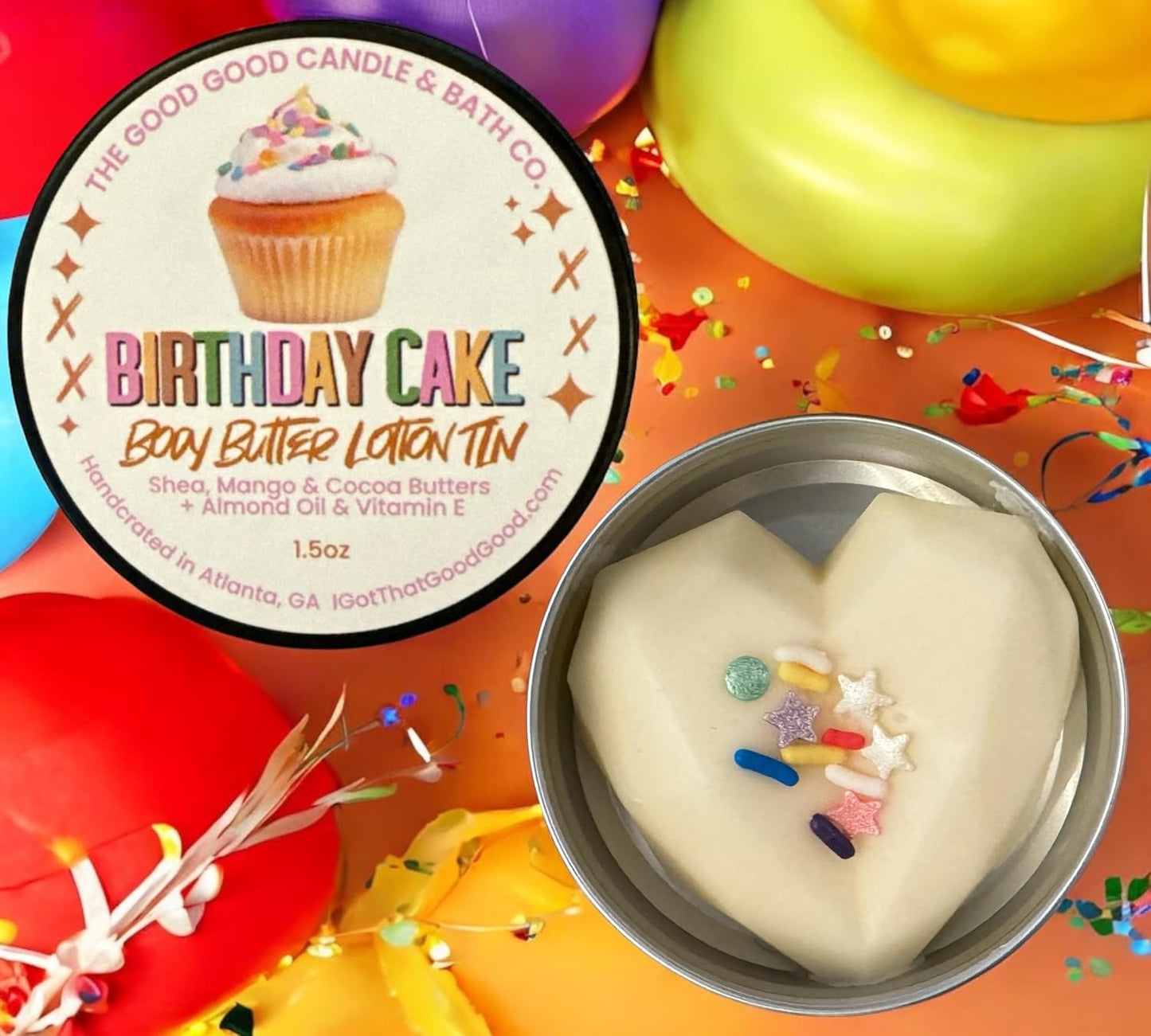 The Good Good Candle & Bath Birthday Cake Body Butter Lotion - 1.5oz | Shea, Mango & Cocoa Butters