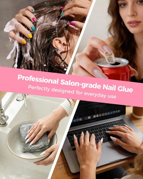 Super Strong Brush On Nail Glue,【Advanced Resin Formula with Deep Micro-Anchoring】 10ml Long Lasting Nail Bond Glue Gel for Press On Nails, Nail Tips & Acrylic Fake Nails, Mess Free & Fast Drying