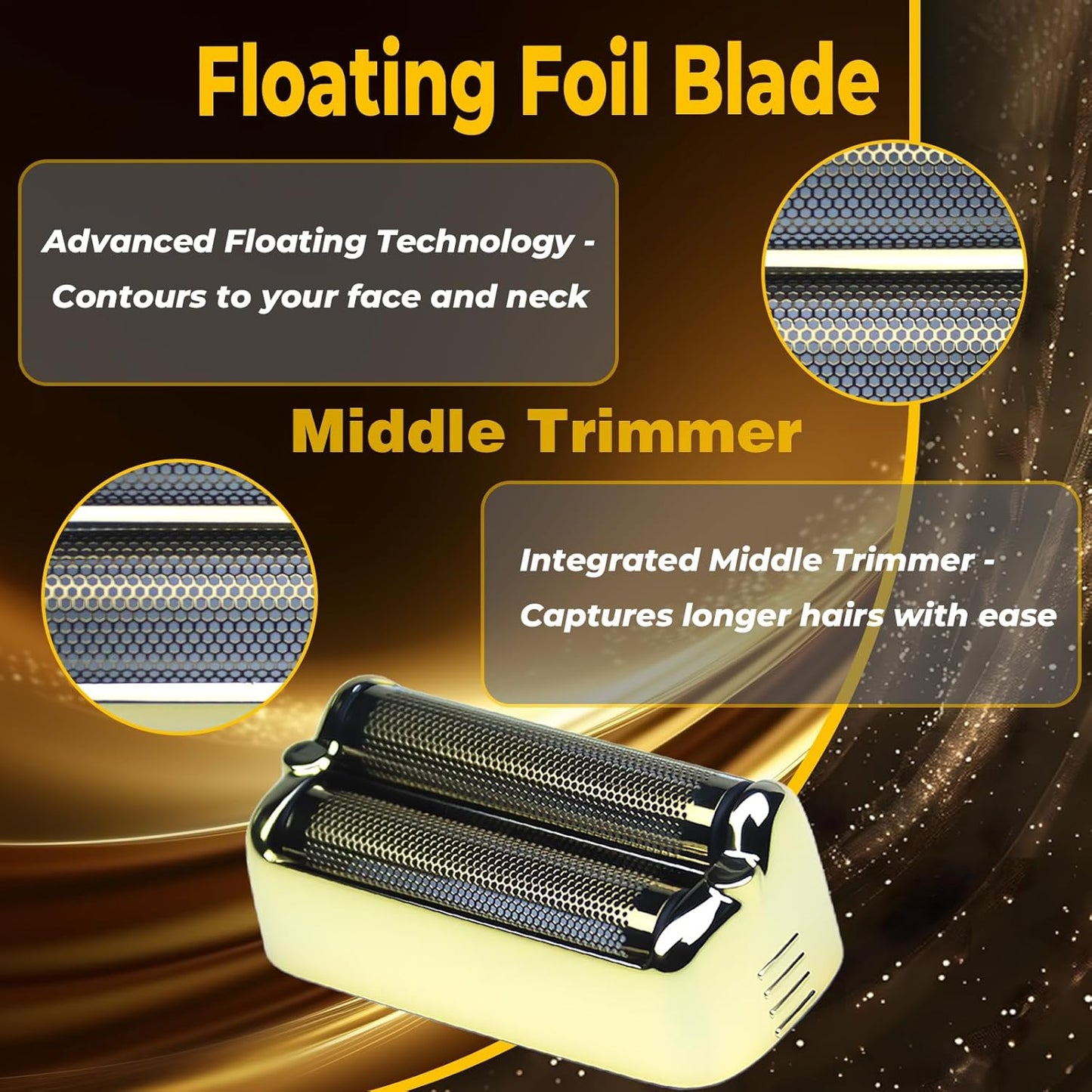 BaBylissPRO FXONE Replacement Shaver Foil & Cutter Heads - 2-Pack Double Foil (Gold)