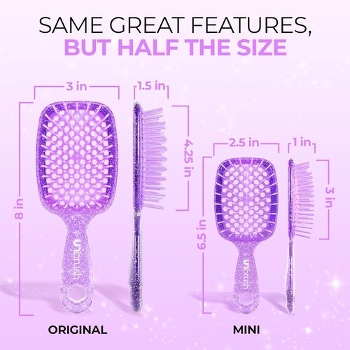 FHI Heat UNbrush Mini Detangler Brush - Pain-Free Brushing for All Hair Types | Lightweight & Anti-Static Bristles