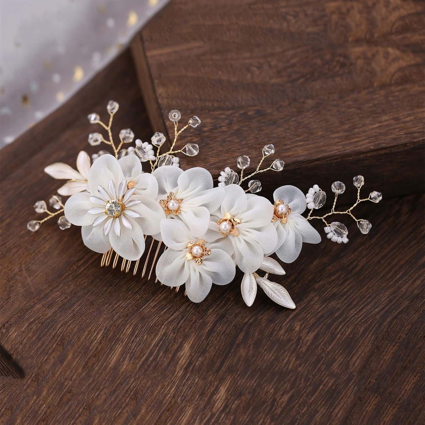 Handmade Bridal Headpiece - Sparkly Crystal Hair Comb and Rhinestone Hair Clips Hair Accessory for Women and Girls