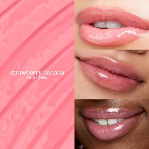 ESW Beauty Strawberry Banana Smoothie Lip Treatment - Hydrating Soft Pink Nude Tint with Shea Butter & Hyaluronic Acid