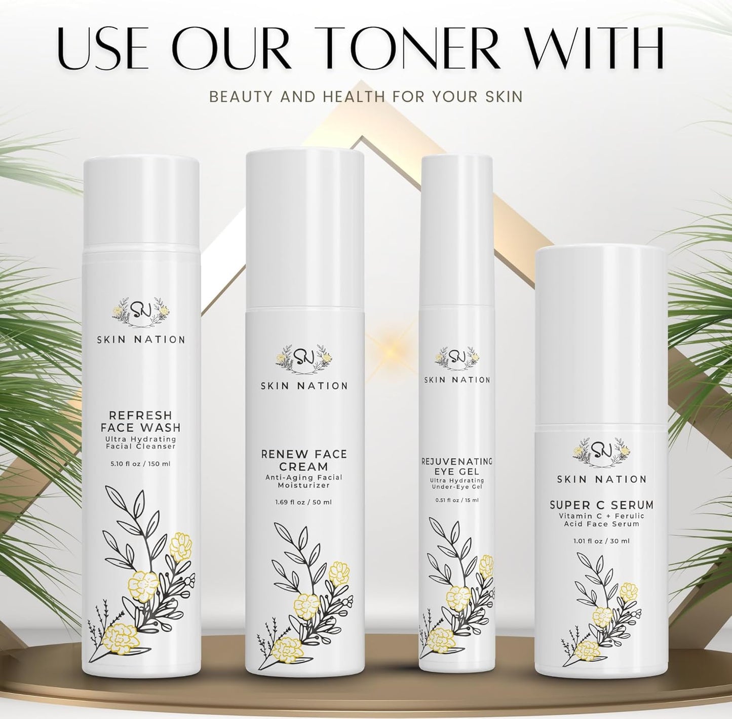 Skin Nation Hydrating Rosewater Toner - Alcohol-Free & Paraben-Free, 4 Fl Oz | Soothes All Skin Types