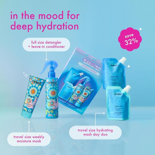 Amika Moisture-Minded Hydration Routine Set - TSA Travel Approved Gift Set for Dry Hair