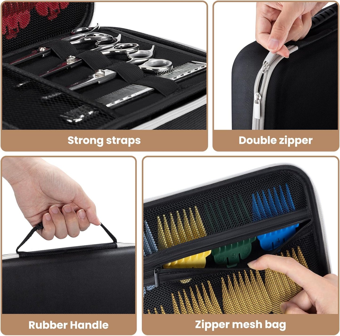 Noverlife Hair Clipper Guard Blades Holder Case, Barber Guard Blades Storage Bag for 20 Metal Clipper Guards Hard Blade Storage Travel Case, Protective Stylist Carrying Case for Grooming Blade