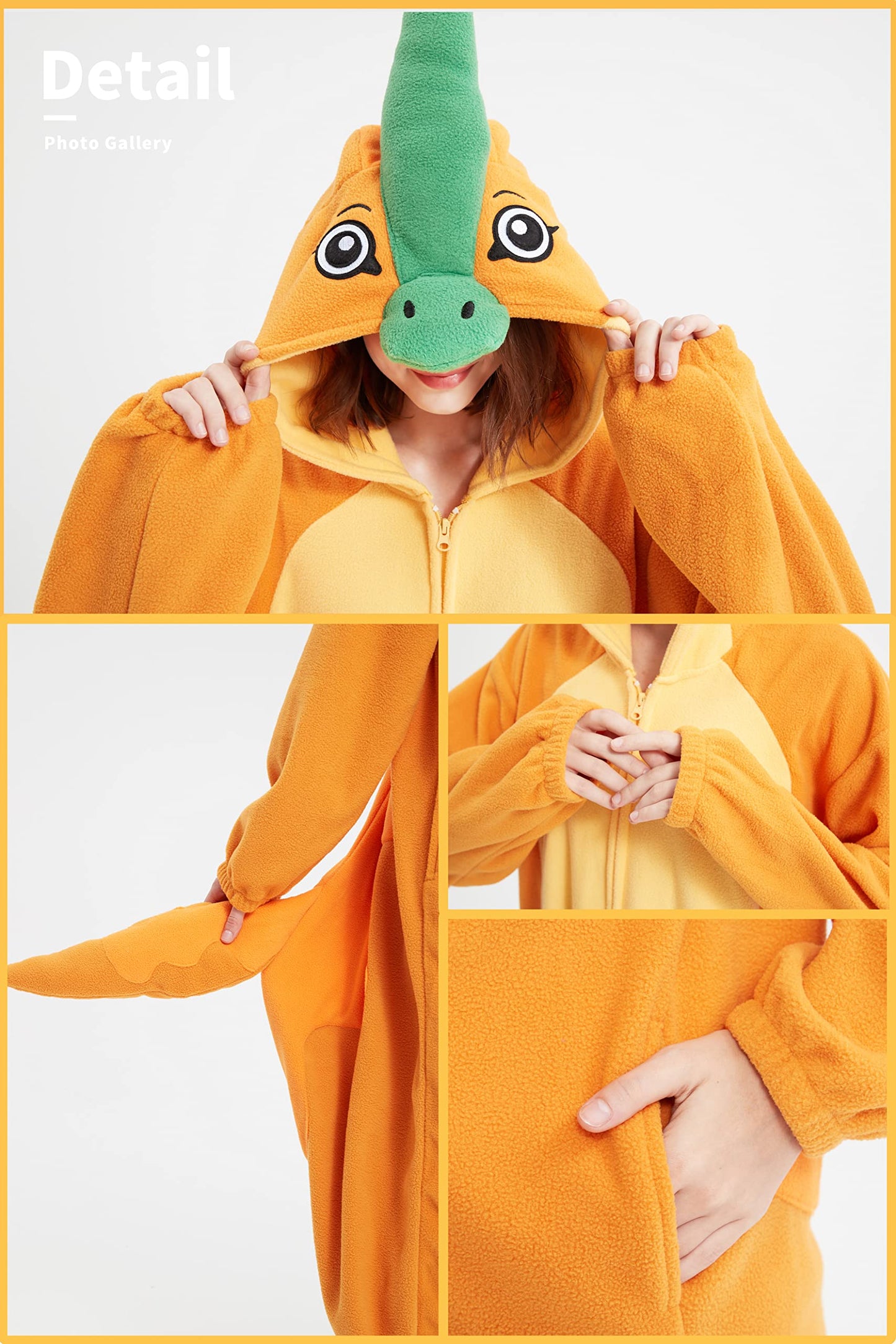 DarkCom Animal Onesie Unisex Adult Christmas Pajamas Cosplay Parasaurolophus Homewear One Piece Sleepwear Small