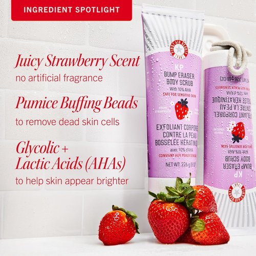 First Aid Beauty - KP Bump Eraser Body Scrub | 10% AHA Exfoliator for Keratosis Pilaris, 8 oz
