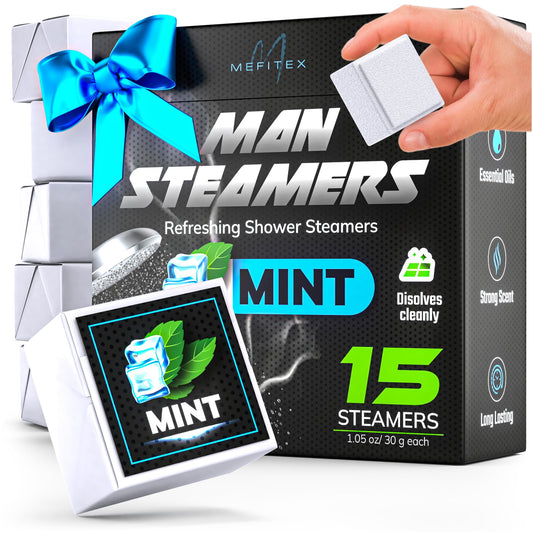 Shower Steamers for Men 15 Pack Menthol Aromatherapy Shower Steamers, Strong Scent, Long Lasting, Premium Essential Oils, Gift for Men Relaxation and Sinus Relief