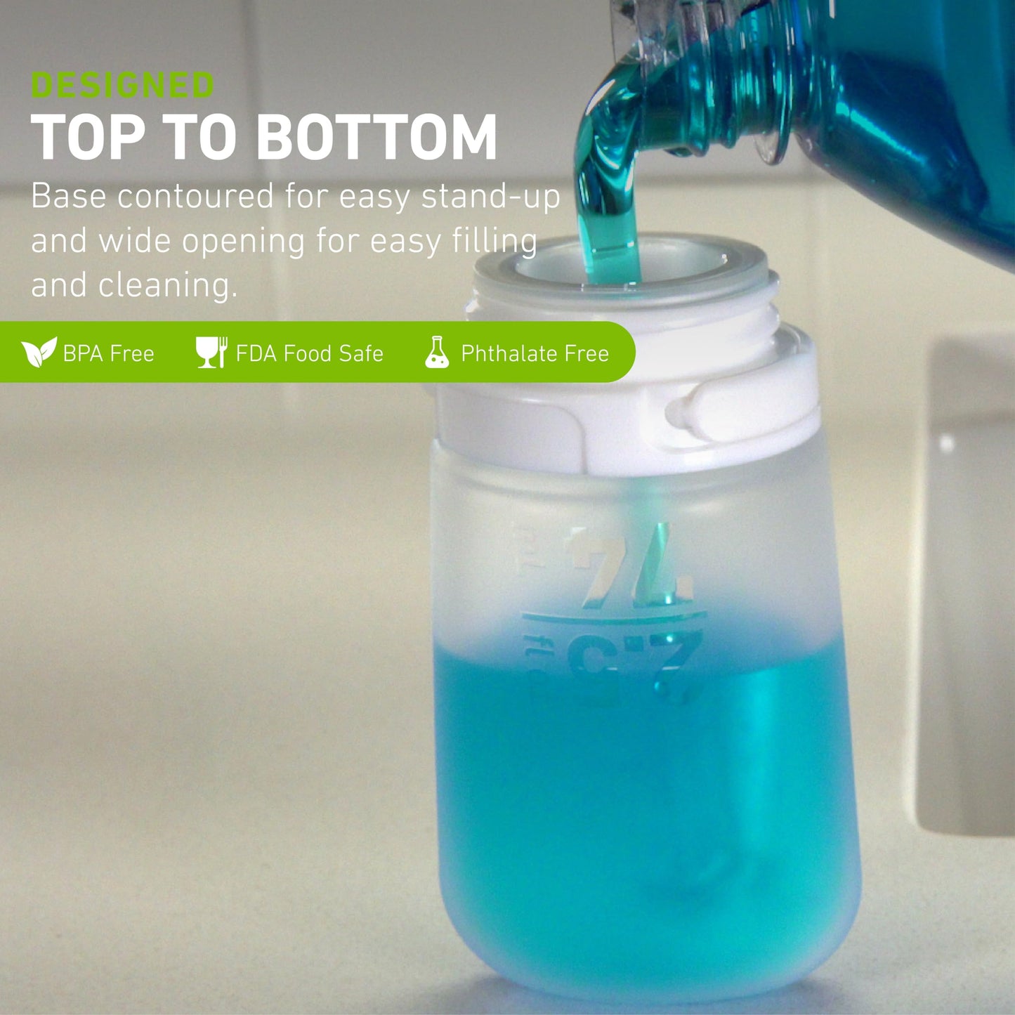 humangear GoToob+ (Small) | Refillable Silicone Travel Bottle | Locking Lid | Food-Safe Material | Green, Small (1.7 fl.oz; 53ml)