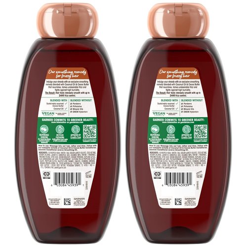 Garnier Whole Blends Coconut Oil & Cocoa Butter Smoothing Shampoo - Frizz Control, 22 Fl Oz, 2 Count
