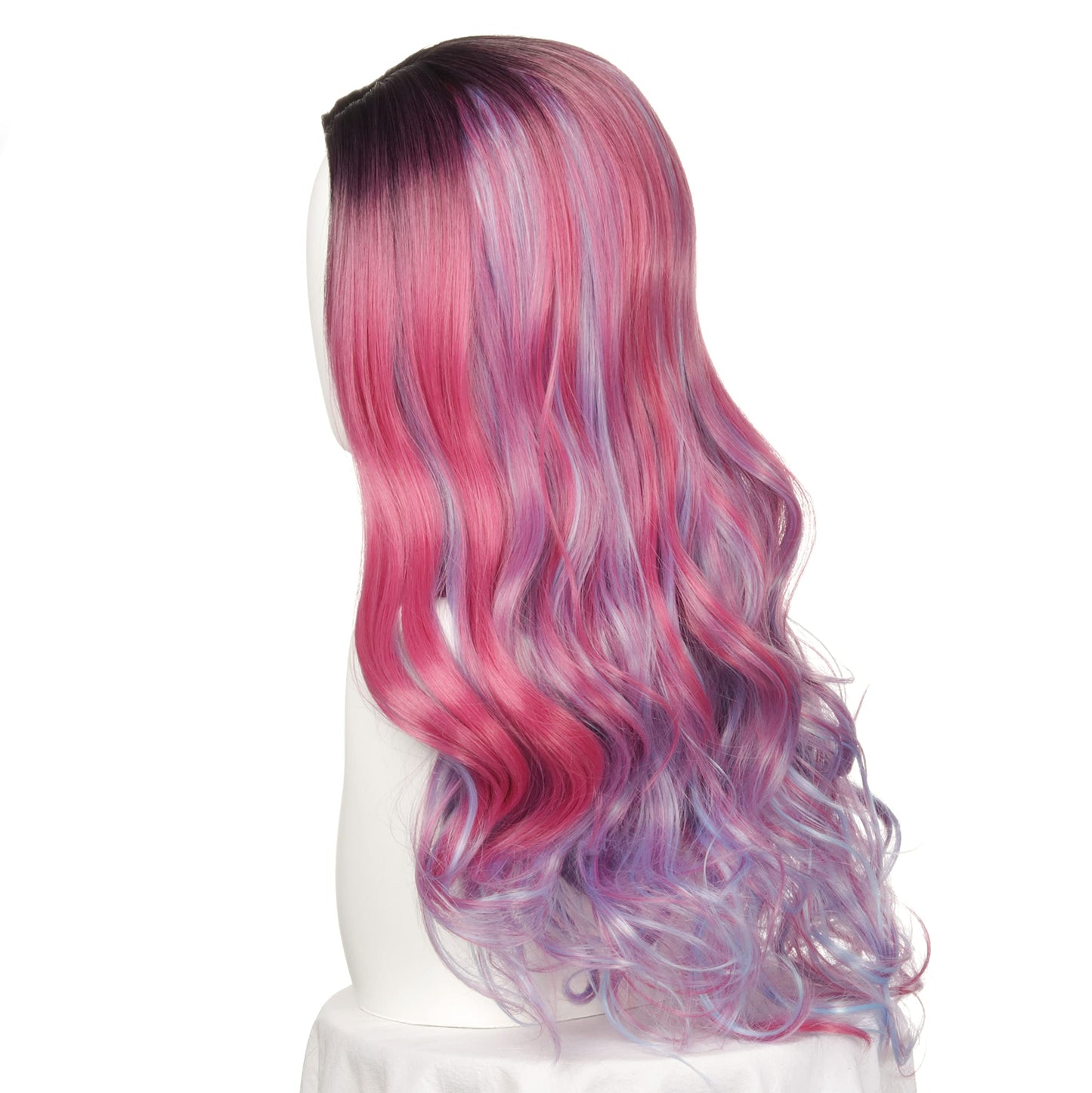 FALAMKA Long Wavy Cosplay Wig Pink and Purple Mixed Wig for Girls Costume Party Halloween