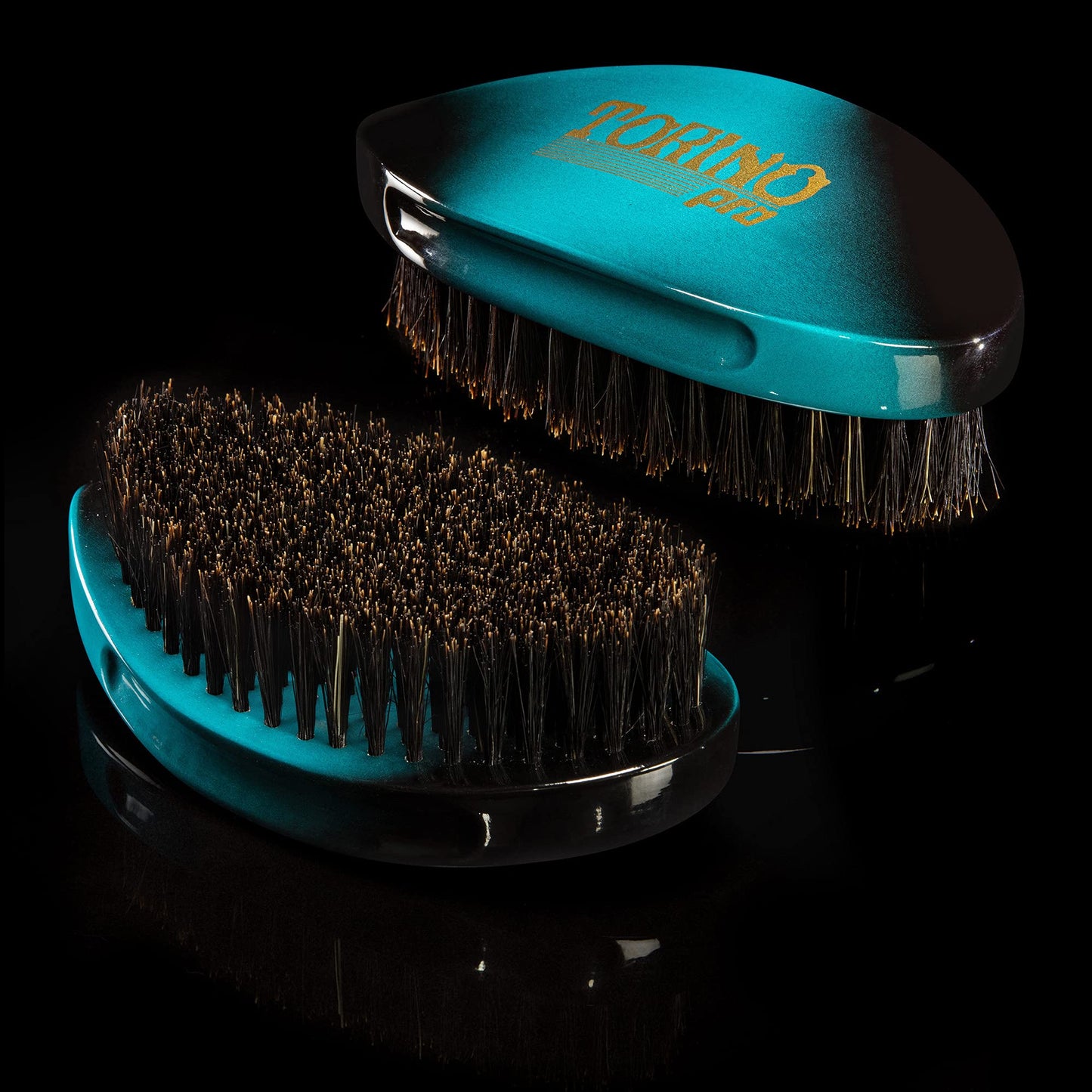Torino Pro Curve #156 - Medium 100% Boar Bristle Curved Palm Brush for Laying 360 Waves, Use with Wave Cap or Durag - Luxury Wave Brush for Men