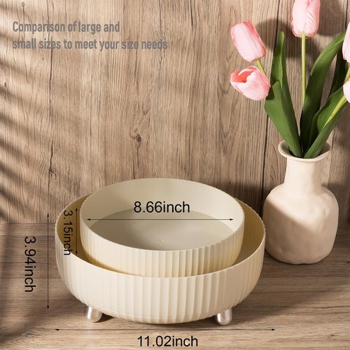 Anyoifax Makeup Perfume Organizer Tray 360 Degree Rotating Lazy Susan Skincare Lotion Organizer Spinning Cosmetics Storage for Dresser, Vanity, Bathroom Countertop, Small Beige