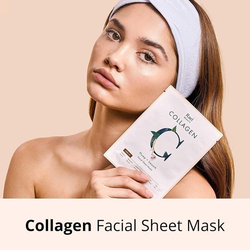 Rael Collagen Face Masks - Nourishing Bamboo Sheet Masks with Fruit Extracts | 5 Sheets for All Skin Types