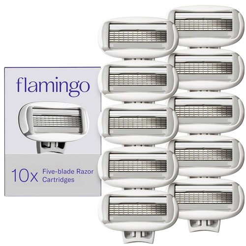 Flamingo Women's Razor Blade Refill Cartridges - 10 Count | 5-Blade Shaving System for Smooth Skin