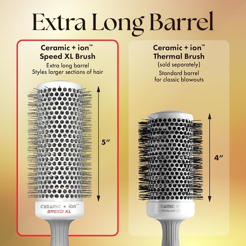 Olivia Garden Ceramic + Ion Speed XL - Professional Extra-Long Round Thermal Hair Brush for Thick Hair
