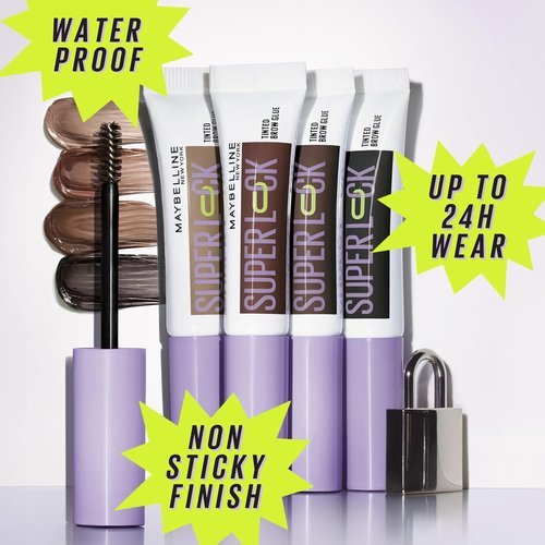 Maybelline Super Lock Brow Glue - Waterproof Tinted Eyebrow Gel for 24HR Hold, Taupe, 1 Count