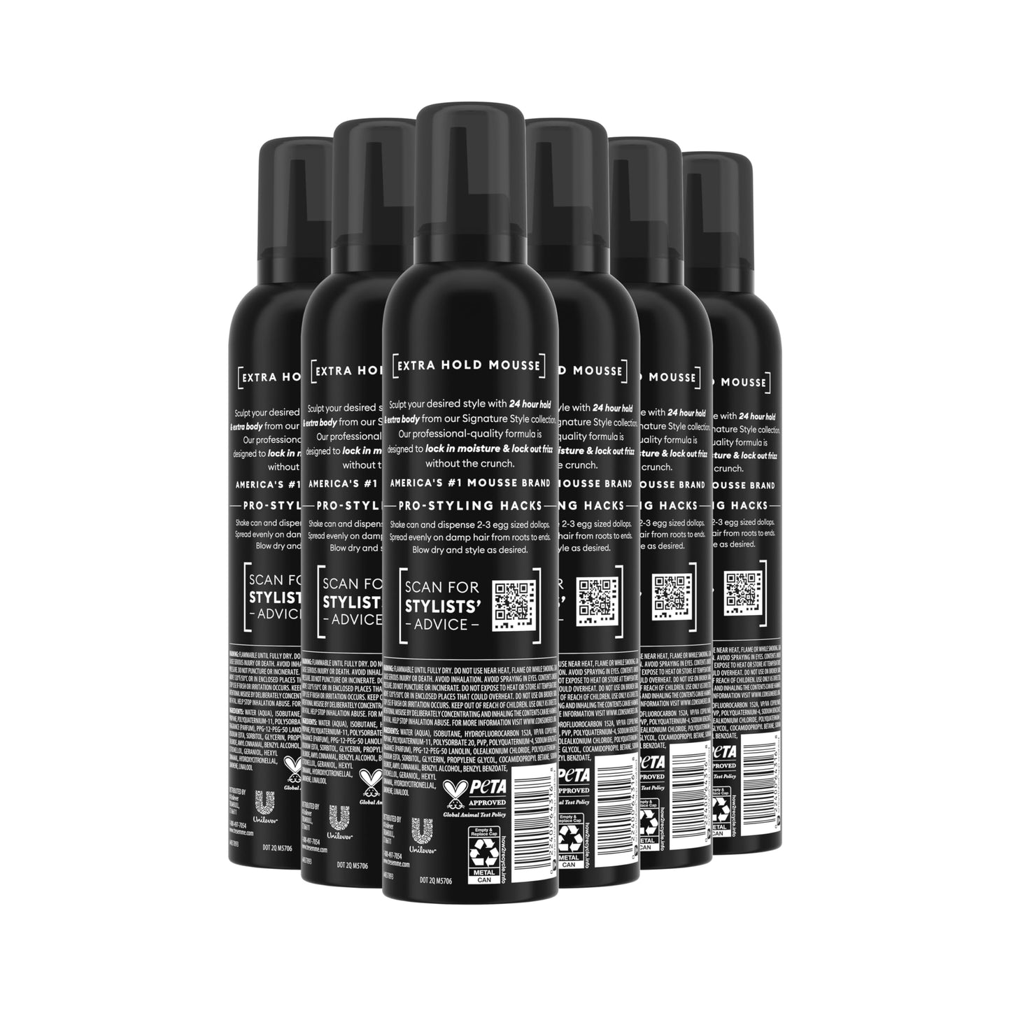 TRESemmé Hair Mousse Pack of 6 Extra Hold For 24H Touchable Hold & Volume with Pro Lock Tech 10.5 FL Oz
