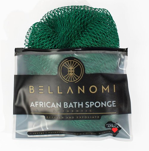 Bellanomi African Exfoliating Net Sponge - Authentic Back Scrubber, 45 Inches Long | Emerald Green