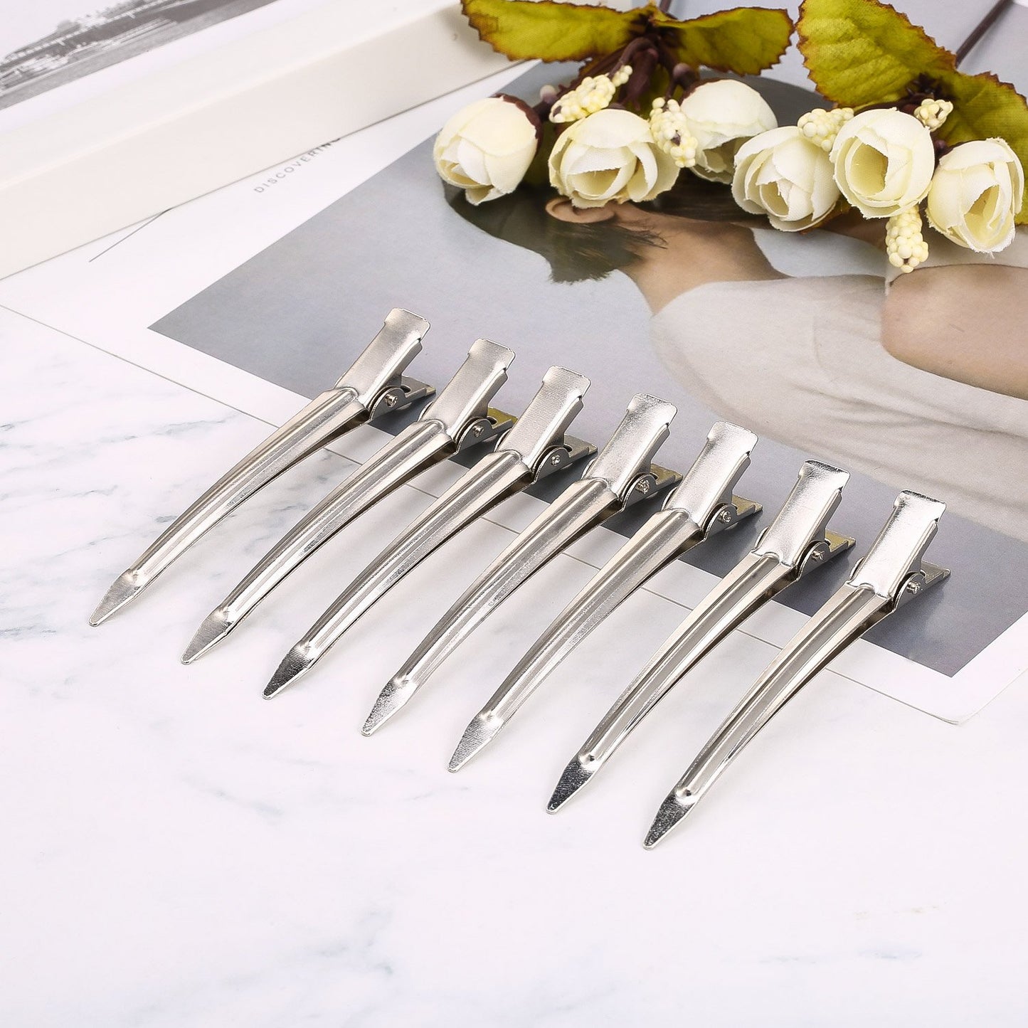 Hicarer 3.5 inches Metal Curl Clips Duck Bill Sectioning Clips Alligator Hair Clips (24 Pieces)