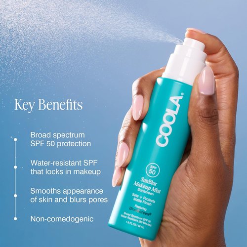 COOLA SunBlur Makeup Mist Sunscreen - SPF 50 Matte Setting Spray, Vegan & Paraben-Free, 1.9 Fl Oz