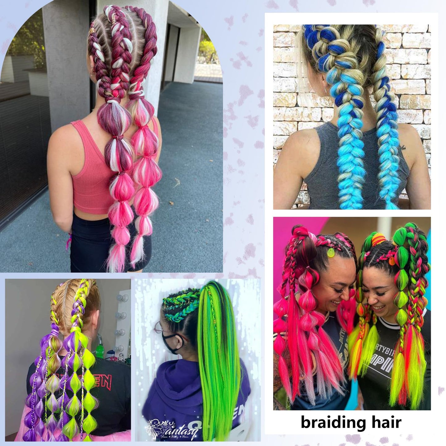 Pink+Hot Pink Pre Stretched Braiding Hair 30 Inch Box Braids 2 Packs Synthetic Crochet Braid Neat Yaki Texture Hot Water Setting Hair Extensions