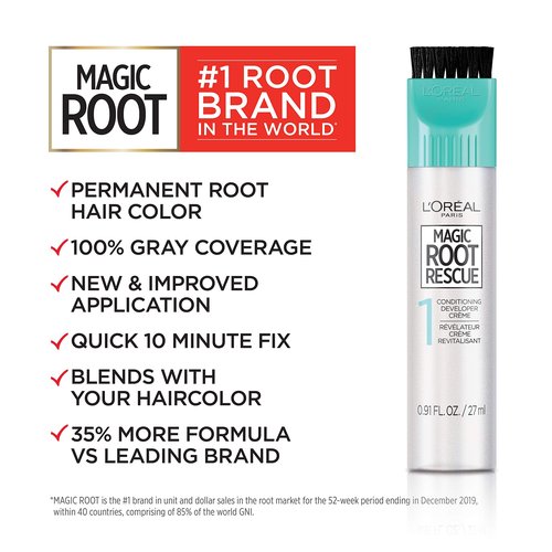 L’Oréal Paris Magic Root Permanent Hair Color, 10 Minute Root Coloring Kit with 100% Gray Hair Coverage, 4 Dark Brown, 1 Count