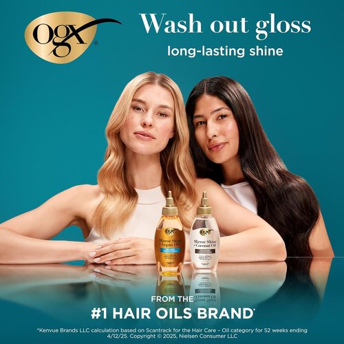 OGX Mirror Shine Hair Gloss - Nourishing Coconut Oil Treatment for 48-Hour Glossy Shine | 4 fl. oz