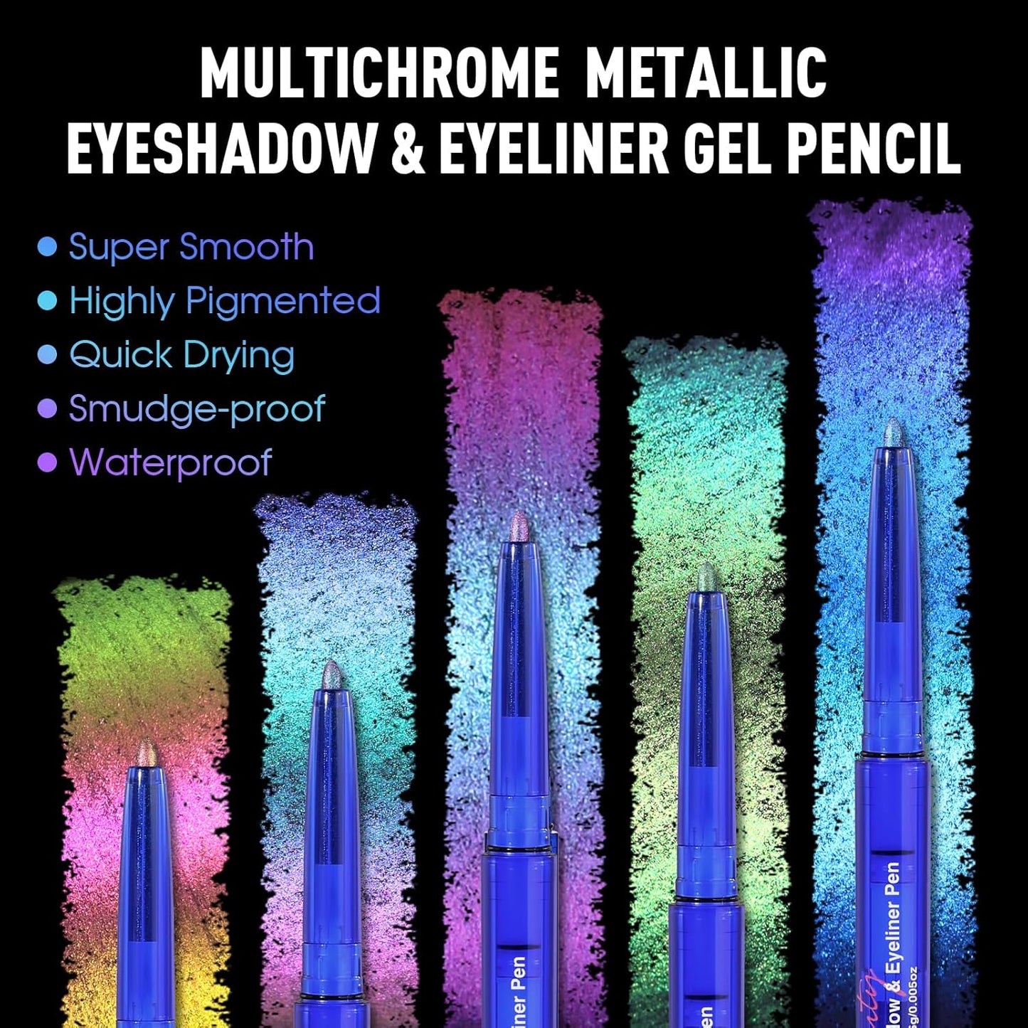 UCANBE Chameleon Eyeshadow & Eyeliner Gel Pencil - Waterproof Multichrome Metallic Glitter (Electric Blue to Royal Purple)