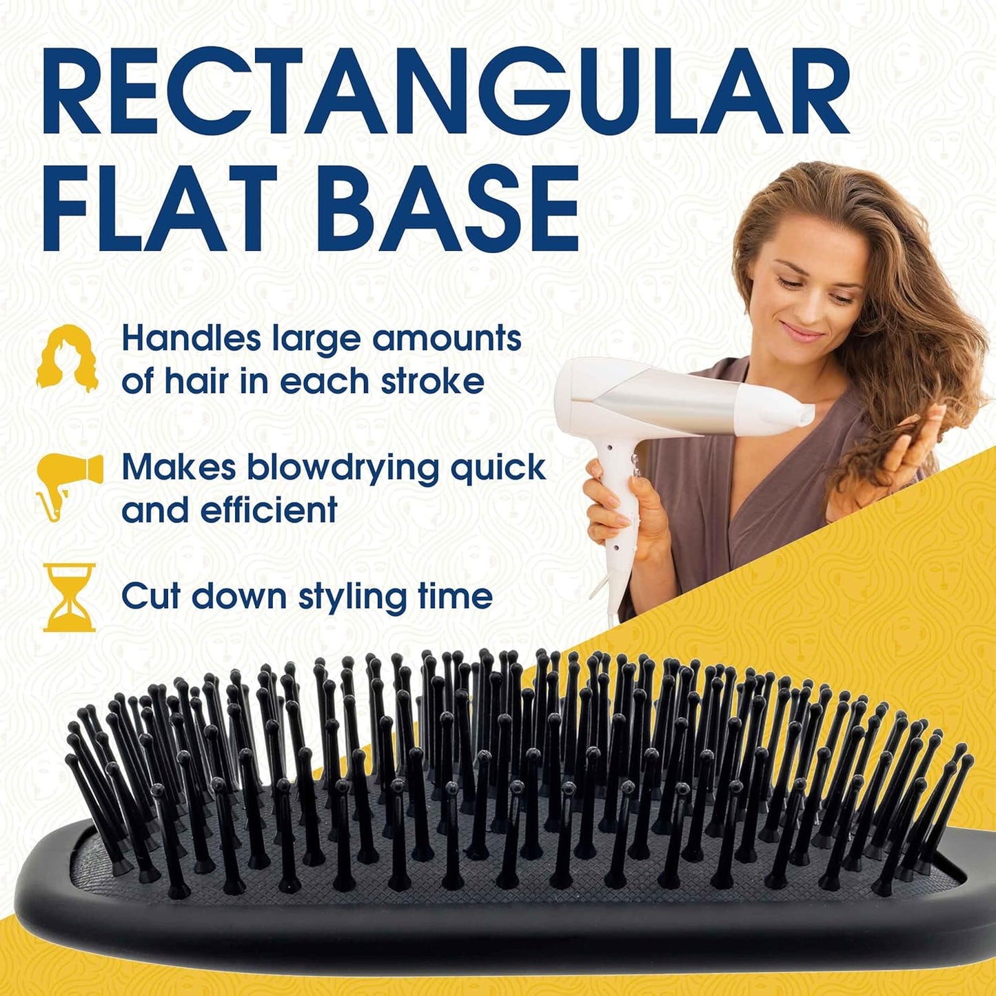 Giorgio Detangling Paddle Brush - Large Anti-Static Hair Care Tool with Tourmaline Bristles - Black