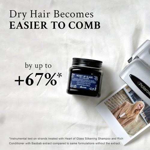 Davines Heart of Glass Rich Conditioner - Fortifying Treatment for Blonde & Silver Hair | Biacidic Bond Complex, Nourishing Jagua Blue Extract