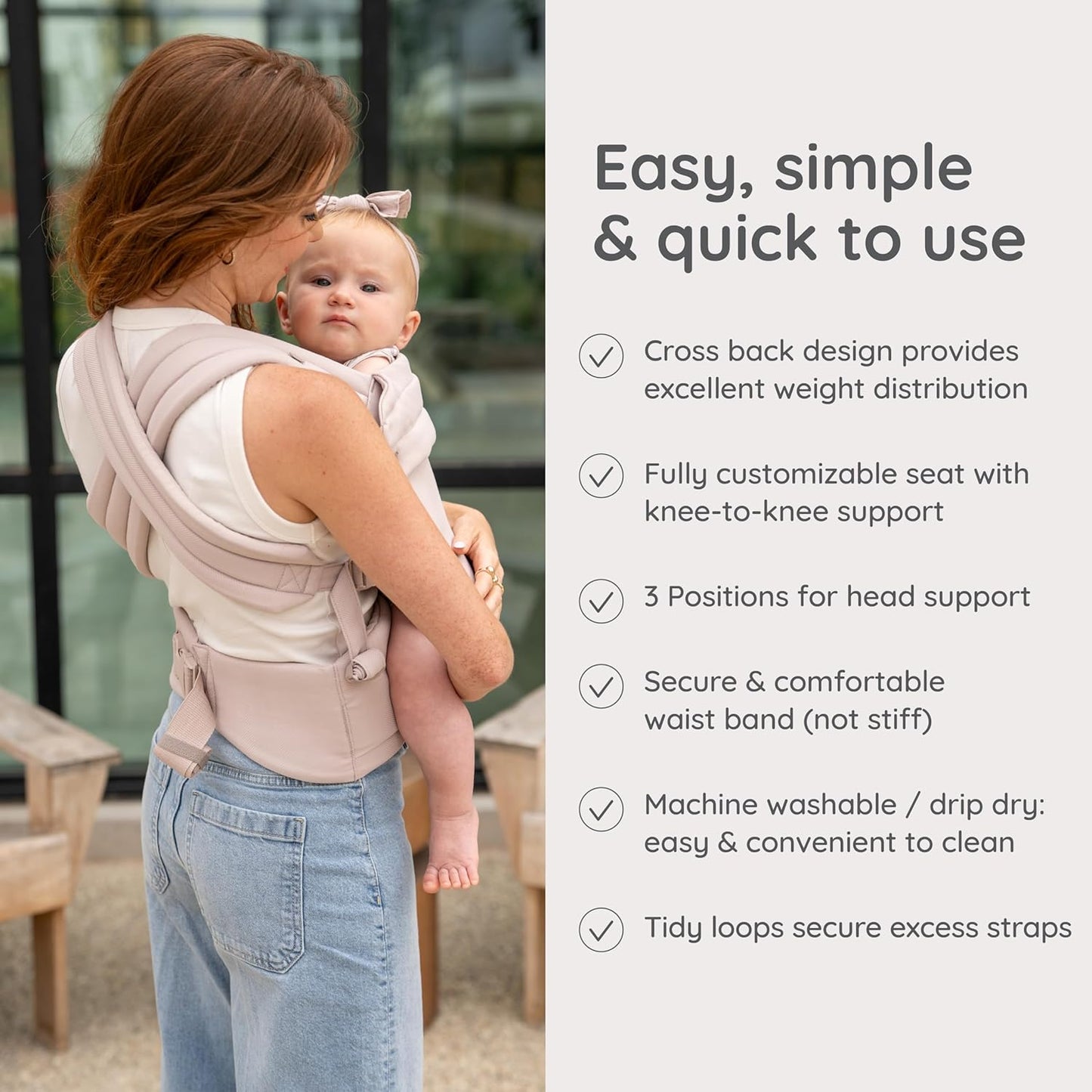 Infantino Honey Blossom Baby Carrier - Ergonomic Infant to Toddler Support, Adjustable Seat, 7-40 lbs | Toasted Almond