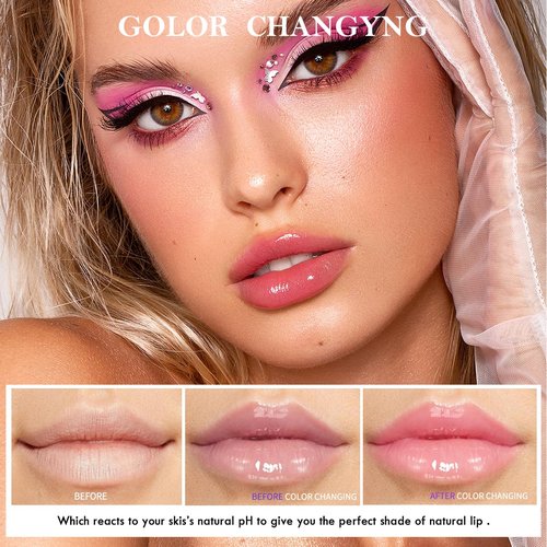 Aaiffey Plumping Lip Glow Oil,Hydrating Tinted Lip Oil Color Changing Lip Gloss Floral Moisturizing Lip Balm Lip Care For Dry Lip Long Lasting Nourishing 3Pack