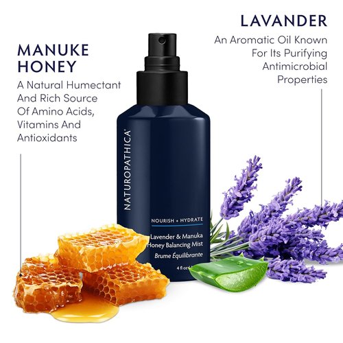 Naturopathica Lavender & Honey Balancing Mist - Vegan Facial Toner That Moisturizes & Calms Skin - 4.0 oz. (120 ml)