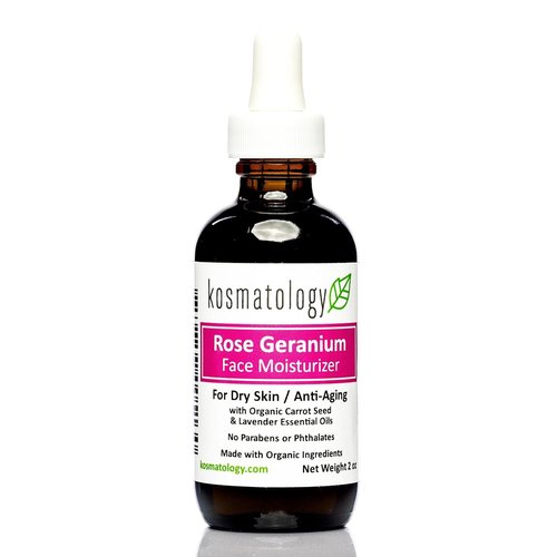 Kosmatology Rose Geranium Facial Moisturizer - Anti-Aging Hydration for Dry & Sensitive Skin | Vegan | 2 fl oz