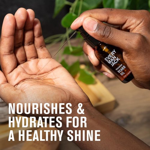 Every Man Jack Unscented Beard Oil - Fragrance-Free Moisturizer for Sensitive Skin - 1 fl oz