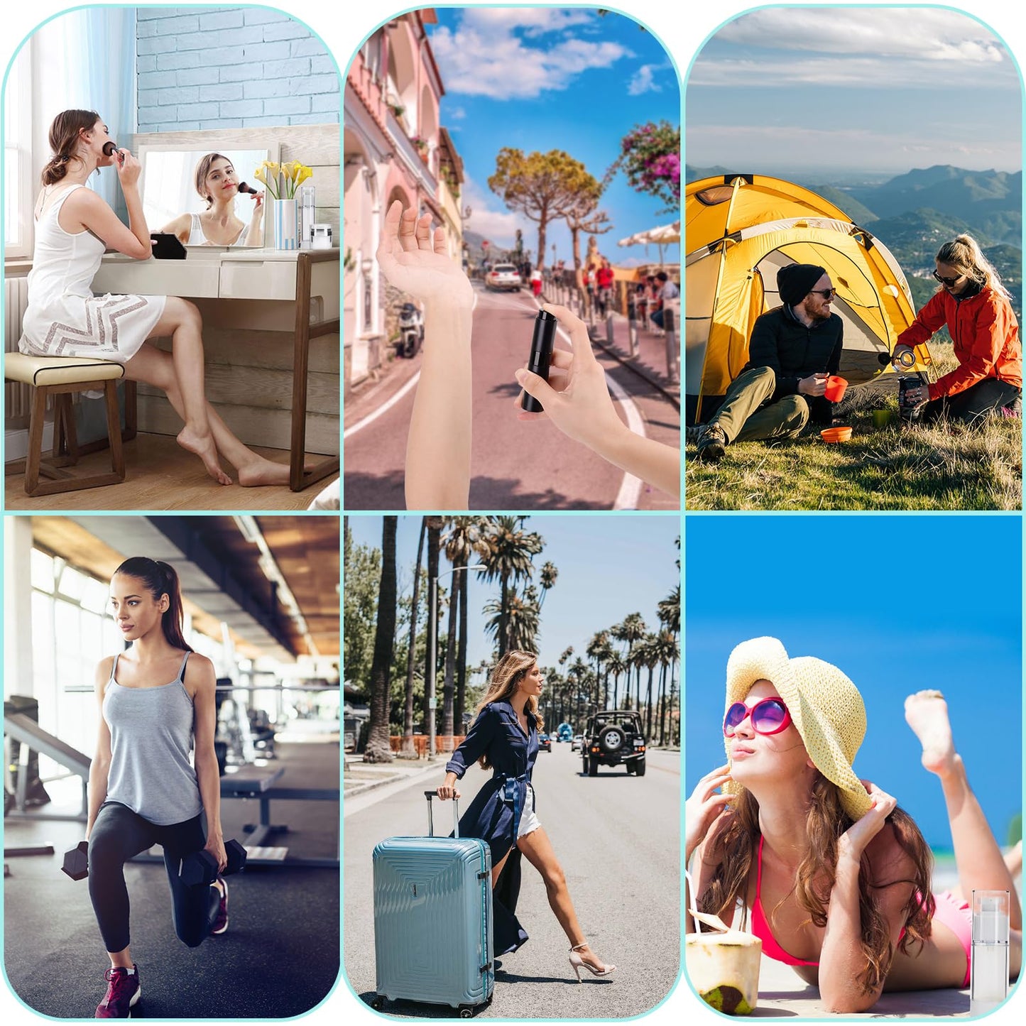 Bubimon 20 Pack Airless Pump Jar & Atomizer Perfume Spray Bottles Set, Leak Proof, Travel Cosmetic Containers for Shampoo Conditioner Lotion, Body wash, Cream, Toiletries, Essential Oil