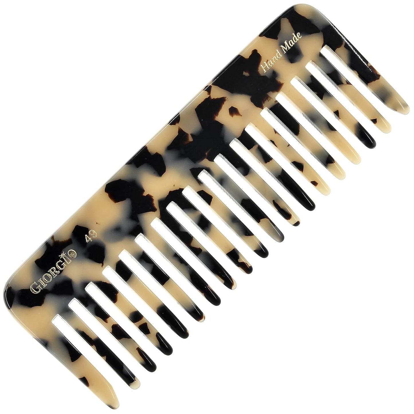 Giorgio G49 Yellow Tokio, Large Hair Detangling Comb, Wide Teeth for Thick Curly Wavy Hair, Detangler Comb For Wet and Dry, Handmade of Quality Cellulose, Saw-Cut, Hand Polished