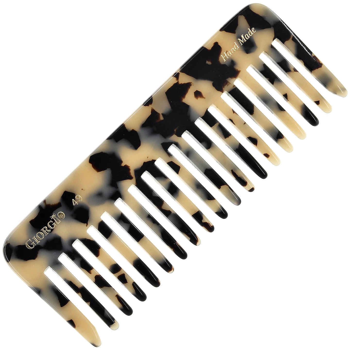 Giorgio G49WT Large 5.75 Inch Hair Detangling Comb, Wide Teeth for Thick Curly Wavy Hair. Long Hair Detangler Comb For Wet and Dry. Handmade of Quality Cellulose, Saw-Cut, Hand Polished