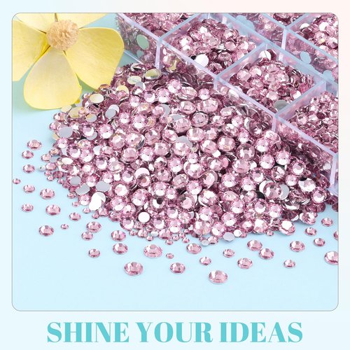 12100Pcs Resin Rhinestones for Crafting with 3Pcs 10ml B7000 Jewelry Glue, 2 Boxes Flatback Crystals Diomand (Light Pink) for Bedazzling Crafts DIY Nail Art Makeup，Non Hotfix Gems for Clothing Shoes