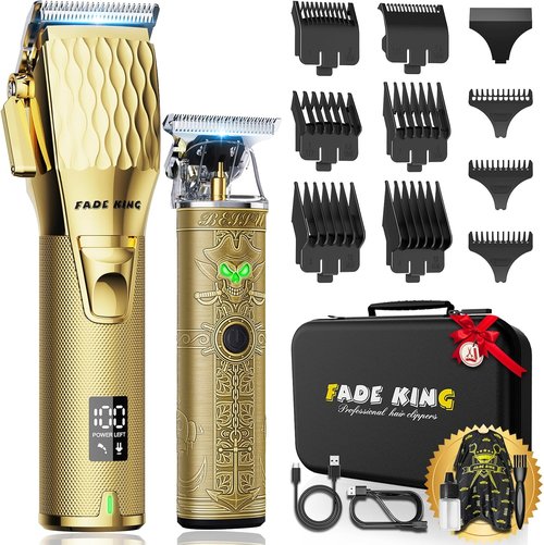 FADEKING® Professional Hair Clippers - Cordless Barber Clippers & Beard Trimmer Set | Precision Grooming Kit for Men